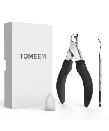 TOMEEM Toenail Clipper Pedicure Tool - Professional Podiatrist Toe Nail Cutter for Thick & Ingrown Nails, Sharp Curved Blade for Men, Women & Seniors Matte Black