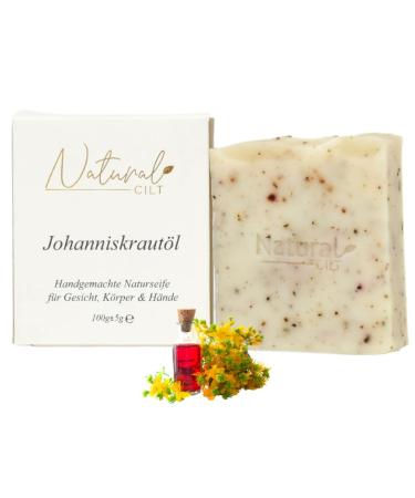 Natural Cilt St. John's wort soap - 100% natural soap - without questionable ingredients - certified - handmade - shower soap for all skin types - shower gel - natural food metics Johanniskraut oil 100 g (1 Pack)