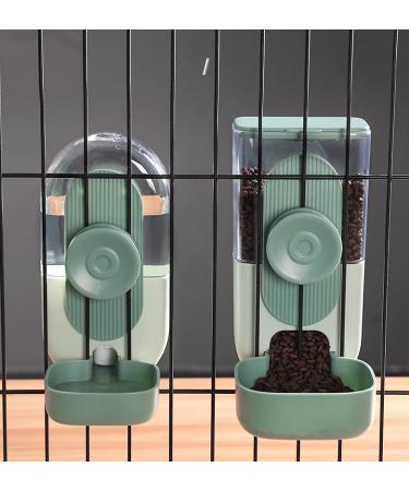 Misyue Hanging Automatic Food Water Dispenser Gravity Rabbit Feeder and Water Bottle Set Cage Cat Food and Water Dispenser Food Bowl for Bunny Chinchilla Guinea Pig Hedgehog Ferret