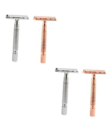 Angoily 4 Pieces Razor Tool Gift Box The Handle Is Made Of Aluminum Alloy Man Metal
