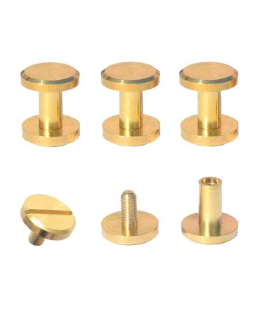 DGOL 50 Pairs Brass Backscrews Golden Leather Fasteners Sturdy Binding Rivets Belt Strap Collar Back Screws PU Studs Length (0.315 inch (8mm)) 0.315inch(8mm)