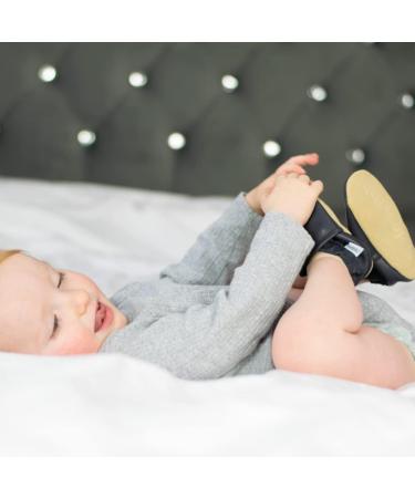 Dotty Fish Soft Leather Baby Shoes for Boys | Non-Slip Suede Soles | Smart Navy | 0-6 Months - 4-5 Years - Buy Online on SooperMarket.com