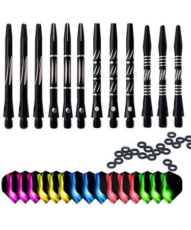 ToBeIT Dart shafts Aluminium 12/15/18pcs-alu Dart shafts mit O-Rings black