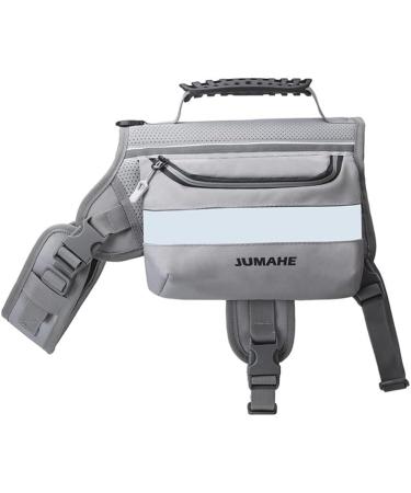 NP Dog Saddle Bags Dog Harness Backpack with Reflective Tape Waterproof Adjustable Wiring Harness Vest for Medium Large Dogs for Hiking Travel Camping (Grey) - Buy Online on SooperMarket.com