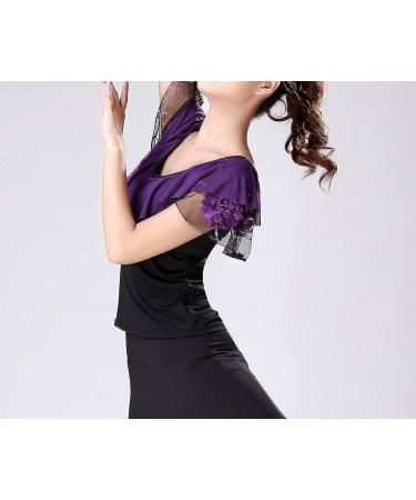 Whitewed Modern Latin Ballroom Dance Top | Performance Costume Shirt | Black/Purple - Buy Online on SooperMarket.com