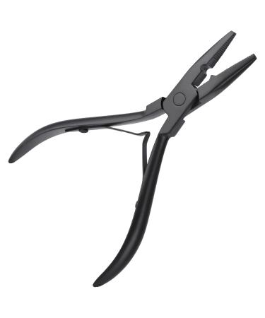 EHDIS Hair Extension Pliers in Stainless Steel Mini Hair Pliers with 1 Hole Multi Functional Hair Extension Tool For Hair Apply&Remove Micro Ring Loop Black Apply Black