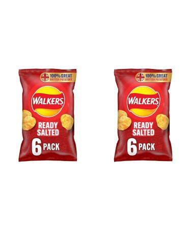 Walkers Ready Salted Multipack Crisps 6x25g (Pack of 2) 25 g (Pack of 12)