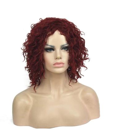 SHIYID Women's Medium Kinky Curly Red African American Wig Synthetic Natural Full Wigs