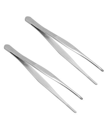 Hegebeck Stainless Steel Tweezers 140mm 304 Multi Purpose Straight Tweezer for Facial Ingrown Hairs Splinter Remover Plants Daily Beauty Tool with Bent Tip 2pcs
