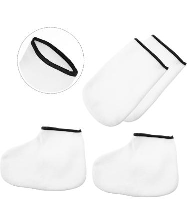 minkissy 2 Pairs Hand and Foot Mask Foot Calluses Remover Wax Tools Wax Liner for Hands Paraffin Wax Bath Gloves Paraffin Wax for Hands Thickened Gloves White Knitted Fabric Boots Manicure - Buy Online on SooperMarket.com