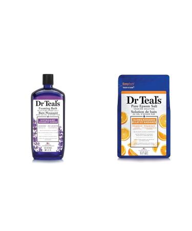 Dr Teal's lavender foaming bath 1000 Milliliter & (DRTE4) Vitamin C Epsom Salt 1.36 kilogram
