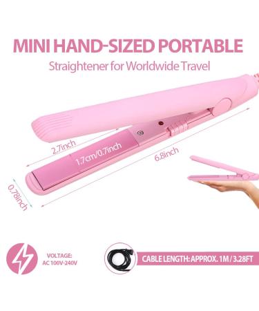 Small Curling Iron for Short Hair | 2 in 1 Mini Hair Straightener & Curler | Tourmaline Ceramic | Pink - Buy Online on SooperMarket.com