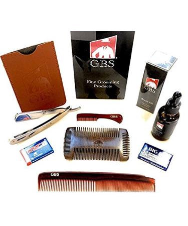 GBS Premium Quality Static Free Sandalwood Dual Comb for Shaping And Styling Unscented Beard Oil 7" Dressing Comb + Premium Leather Case Pack of 1