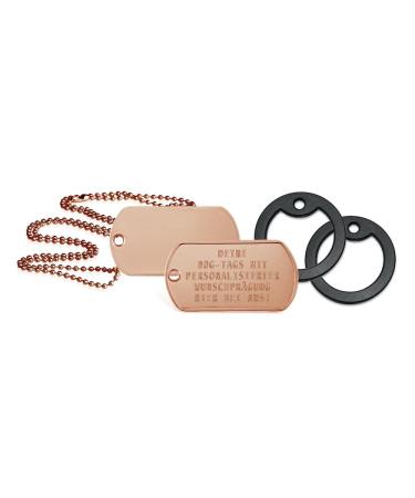 2 pieces of personalized identification brands |Dog day chain with embossing |Including 2 chains & 2 silencers in the set |Various texts and motifs possible |Rambo |Military equipment (copper)
