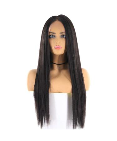 SHIYID Synthetic Hair Lace Front Wigs For Women Natural Black Color Long Straight Lace Wig Middle Part