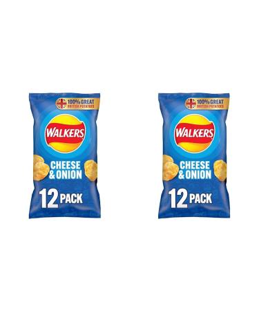 Walkers Cheese and Onion Vegetarian Multipack Crisps Ideal for Lunch and Snacking 12x25 g (Pack of 2) 25 g (Pack of 24)