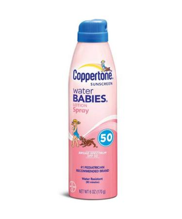 Coppertone Water Babies Quick Cover Sunscreen Lotion Spray SPF 50 6-Ounce Bottles (Pack of 2)