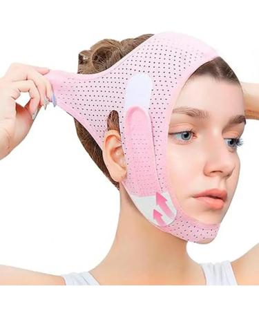 Reusable V Line Lifting Mask Double Chin Mask Chin Strap Face Belt and Tighten the Face to Prevent Sagging Create a V Shaped Face Full of Vitality Double Chin Eliminator for Women and Men (Pink)