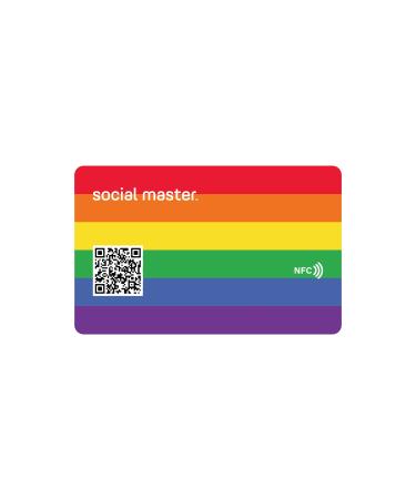 Social Master Digital Business Card Plastic Wallet Sized NFC Business Card for Instant Contact and Social Media Sharing No App Required No Fees iOS and Android Compatible (Pride)