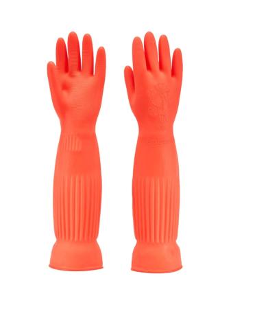 YIOIY Cleaning Gloves Waterproof and Oil-resistance Rubber Glove for kitchen Cleaning (Red M)