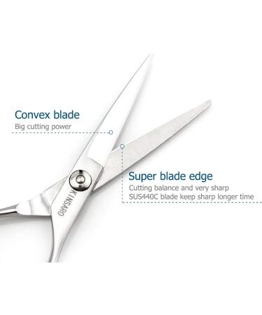 Kinsaro 5.5 Barber Scissors - Professional 440C Hair Cutting Shears with Silvery Convex Blades - Buy Online on SooperMarket.com