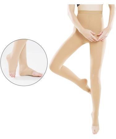 Haodasi Women Compression Pantyhose XX-Large - 23-32mmHg Graduated Support Stockings for Varicose Veins - Beige Open Toe - Buy Online on SooperMarket.com
