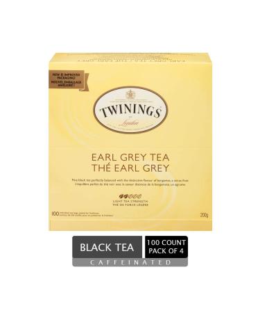 Twinings Earl Grey Individually Wrapped Tea Bags | Caffeinated Black Tea Enhanced with Bergamot Citrus | 100 Count (Pack of 4) | Enjoy Hot or Iced Earl Grey 100 Count (Pack of 4)