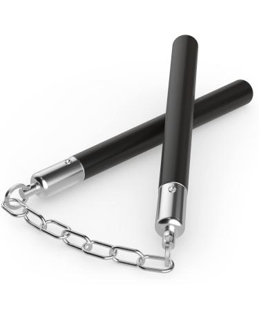 zalani Nunchucks - Safe Solid Rubber Training Nunchucks/Nunchakus with Steel Chain, Suitable for Adults, Professionals to Perform, Practice, Exercise Black