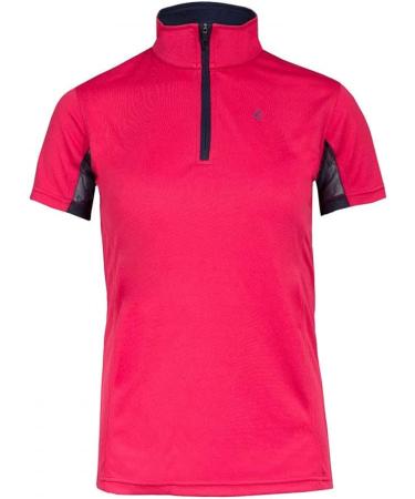Horze Kids' Short Sleeved Equestrian Sun Shirt - Pink/Peacoat Dark Blue - XL (EU 158-164) | Moisture-Wicking, UV Protection, Mesh Under-Sleeves - Buy Online on SooperMarket.com