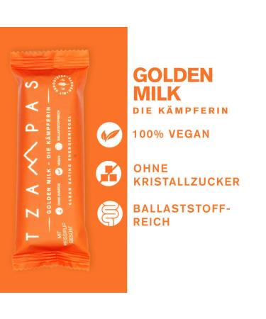 TZAMPAS Clean Eating Energy Bar Golden Milk - The Fighter (16 x 40g) | Organic Vegan No Additives with Coconut & Turmeric - Buy Online on SooperMarket.com