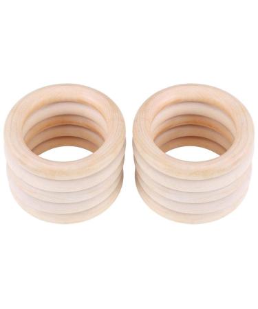 Teething Ring Wood Organic Craft Biting Circle Wooden Rings Teething Toy Smooth Outer and Inner Diameter: 7cm 5cm (10-PCS)