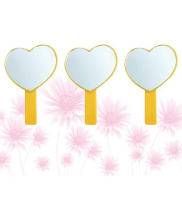 Minkissy Cosmetic Mirror Handheld Heart Shaped Cosmetic Mirror Portable Travel Mirror for Women 3 Pieces (Pink) - Buy Online on SooperMarket.com