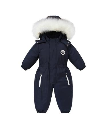 Baby Girls' Snowsuits Kids Waterproof Romper Ski Jackets Suit Boys Fleece Coat Windproof Outwear Blue 18-24 Months