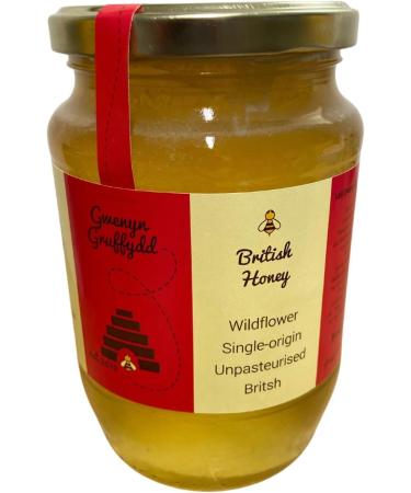 Gwenyn Gruffydd - British Blossom Honey 1kg Bulk Glass Jar - - 100% Pure Natural Unpasteurized Raw Honey - Bulk Honey 1kg - Unheated - Gluten Free - Premium Honey from Non-Sugar Fed Bees UK - Buy Online on SooperMarket.com
