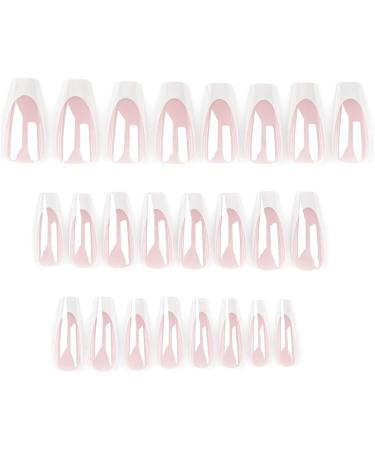 Ruarby 24x/Box Full Cover False Nails French Tip False Nails White French Press On Nails Artificial Nails Manicures Supplies - Buy Online on SooperMarket.com