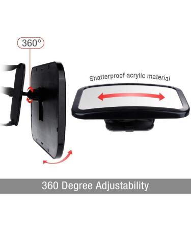 Large Shatterproof Baby Car Mirror | Back Seat Baby Mirror for Monitoring Child | Lightweight & Safe Rear View Mirror - Buy Online on SooperMarket.com