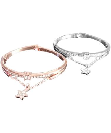 FRCOLOR Star Women Bracelet Women Bracelets Sun and Moon Bracelet Star Hand Jewelry Star Bracelet Gemstone Bracelets Cuff Bracelet Crystal Bead Bracelet Alloy Silver Bracelet Miss Silver 19.5*1.2cm - Buy Online on SooperMarket.com