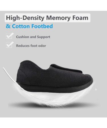 MEJORMEN Women's Diabetic Edema Slippers - Wide Width Orthopedic Shoes for Elderly with Adjustable Closures - Black, Size 10 - Buy Online on SooperMarket.com