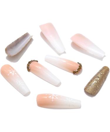 Brishow Christmas Glitter Snow False Nails - 24pcs Ballerina Acrylic Short Fake Nails for Women and Girls - Buy Online on SooperMarket.com