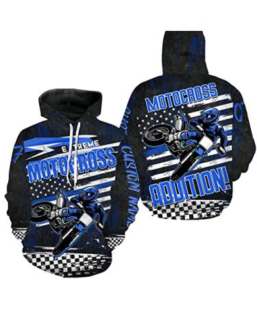 Personalized Motocross Racing Over Printed Hoodie, Long Sleeves, Extreme Motox Addition Biker Patriotic| NMS275 XX-Large Hoodie