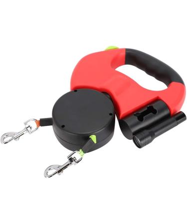 3M Double Retractable Dog Leash with LED Light - Flexible Roller Leash for Two Dogs (Red) | International Shipping Available - Buy Online on SooperMarket.com