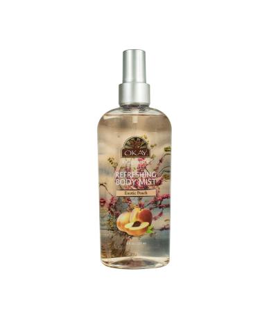 OKAY Fragrance Exotic Peach Body Mist - Body Spray for Women Light Perfume Mist for Skin Clean Refreshing Scent Uplifting and Fruity Silicone and Paraben Free - 8 Fl Oz