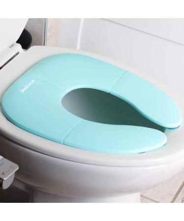 Folding Travel Potty Seat for Boys and Girls, Fits Round & Oval Toilets, Non-Slip Suction Cups, Includes Free Travel Bag - Jool Baby Aqua