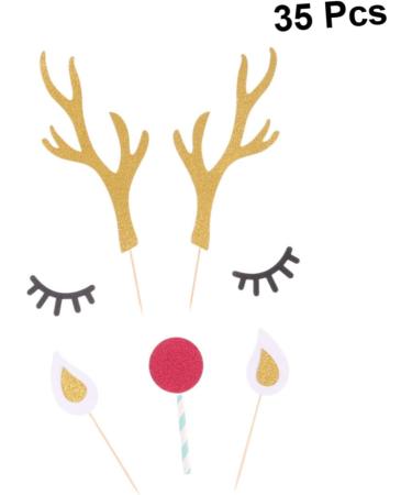 Didiseaon 10 Sets Glitter Outfit Cocktail Garnish Birthday Cake Topper Christmas Reindeer Cupcake Topper Christmas Toppers Antler Flash Plug-in Baking Paper Insert Card Child Top Hat - Buy Online on SooperMarket.com