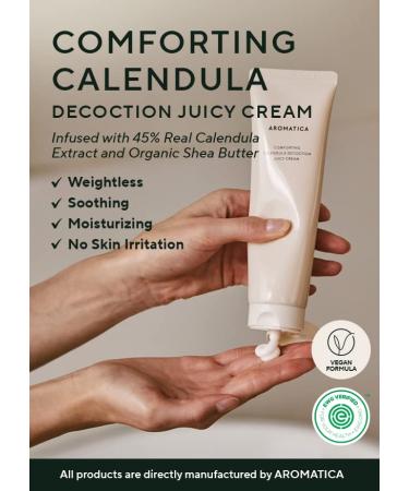 AROMATICA Calendula Juicy Cream - Vegan Moisturizer with 48% Calendula Extract for Soft Hydration | Ideal for Sensitive to Normal Skin Types | For Itchy and Rough Skin - 02 Calendula - Buy Online on SooperMarket.com