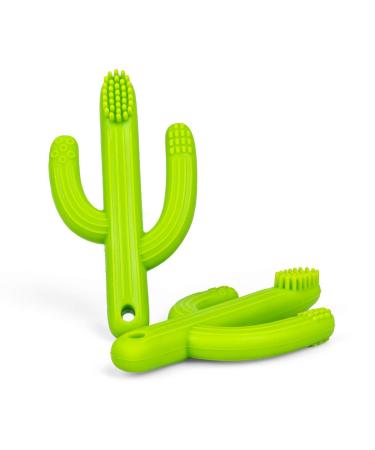 Giligums 58343 Teethher Cactus bite ring for babies 100% food silicones baby toothbrush dental aid BPA free soft - relieves pain when teething baby bites from 3 months green