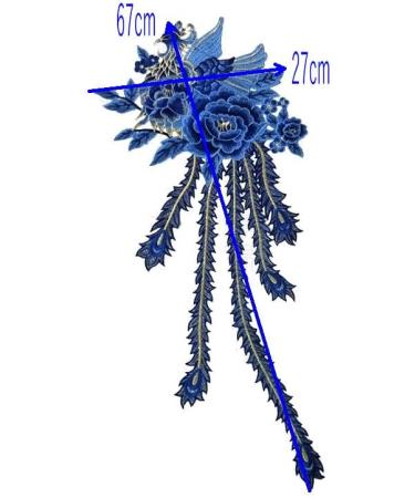 Peacock Flower Embroidered Lace Neckline Collar | Warm Tones Floral Brown Leaf Applique | Sewing Applique Patches | ZALALAA (Blue C) - Buy Online on SooperMarket.com