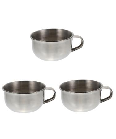 Beavorty 3 Pcs Shaving Soap Bowl Cream Cup Stainless Steel Man Shaving