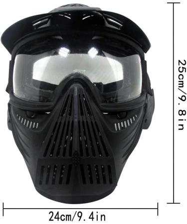 Independent Tactical Paintball Mask for Airsoft BB Hunting CS Game - Impact Resistant Full Face Gear with Goggles for Outdoor Activities - Black/Clear Lens - Buy Online on SooperMarket.com