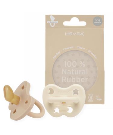 Natural Rubber Pacifier ORTHODONTIC 3-36 Months Twin Pack - Milky White & Sand 3-36 Months Milky White & Sand